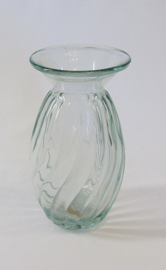 6” 100% Recycled Glass Vase – Twirling Mold – Clear