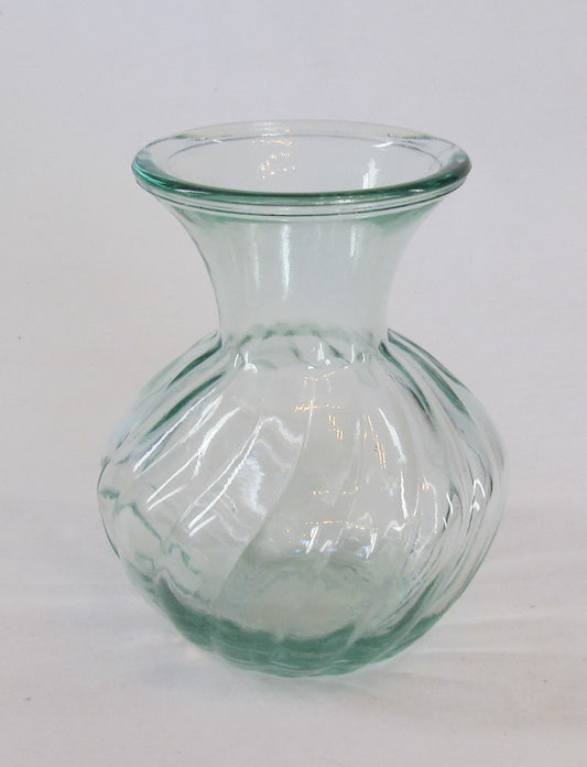 5” 100% Recycled Glass Vase – Twirling Mold - Clear