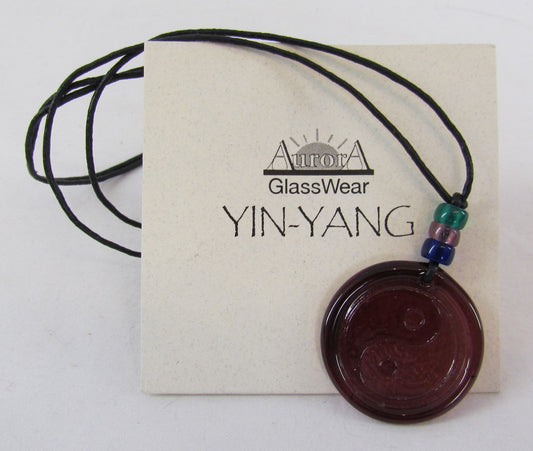 Aurora GlassWear Pendant Necklace-Yin Yang-Amethyst