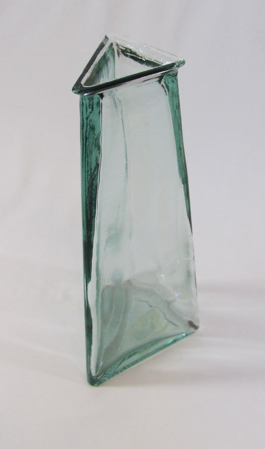 13” 100% Recycle Glass Tall Vase-Pisa Triangle - Clear