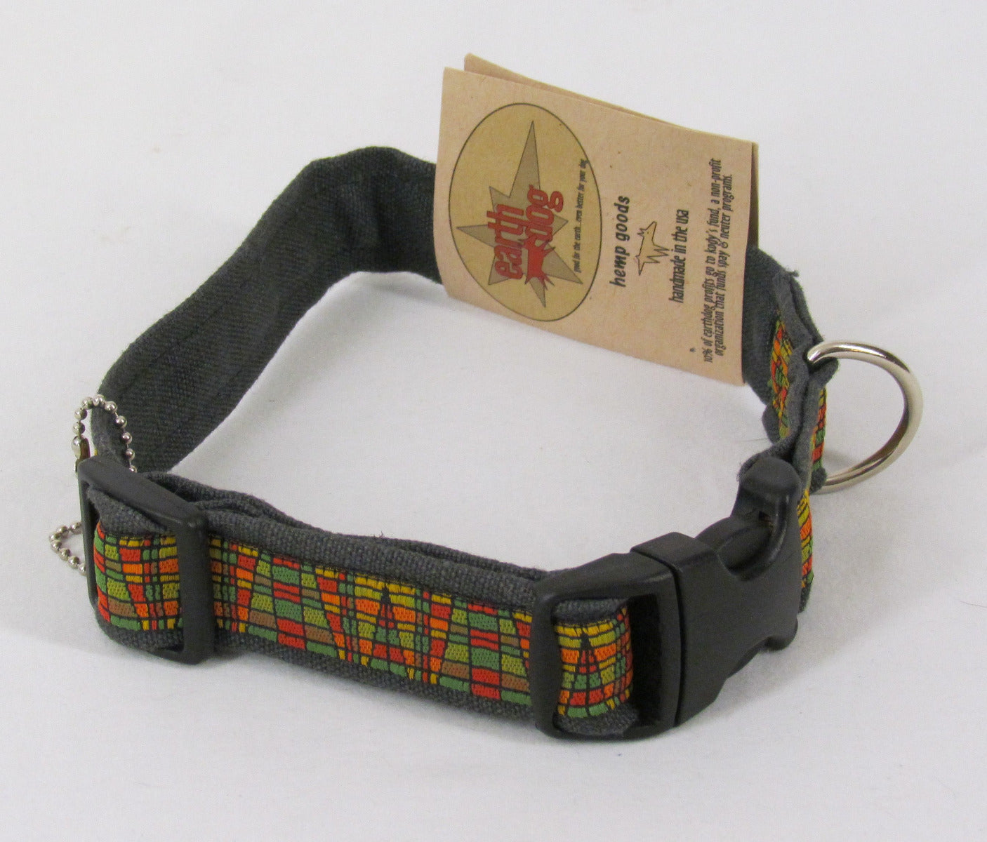 Earth dog Adjustable Hemp Pet Collar, Medium 14"-20"