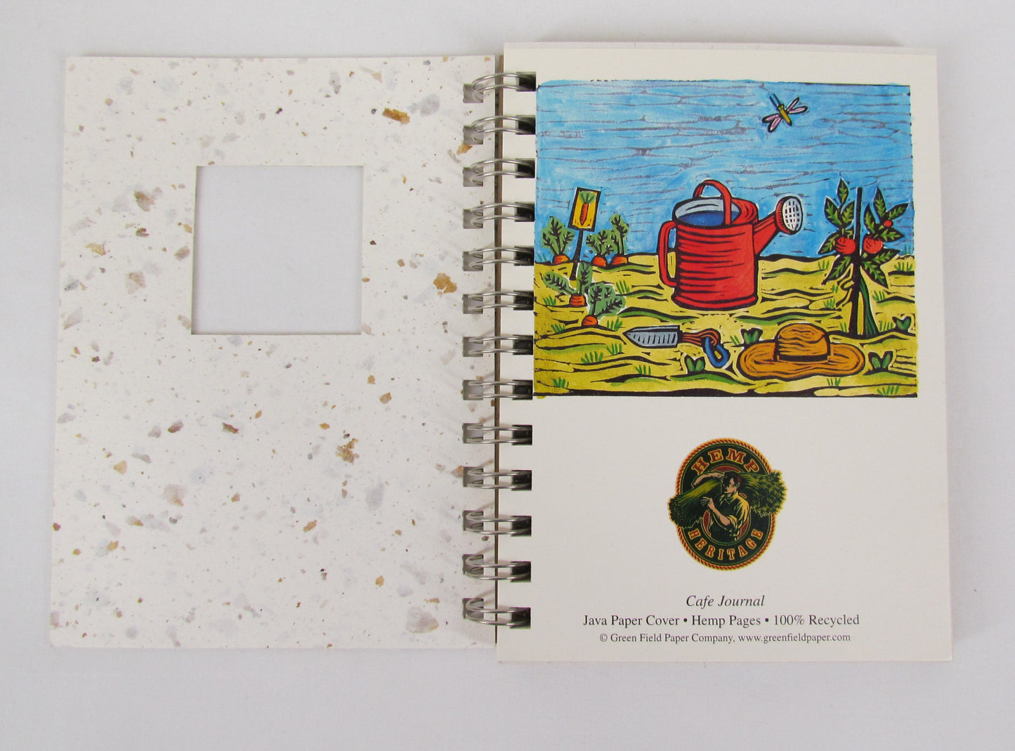 Green Field Cafe Journal, Watering Can Image, 140 Pages