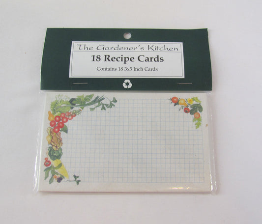 Recipe Cards 18 pack, 3x5, Recycled Card Stock, Veggie Design