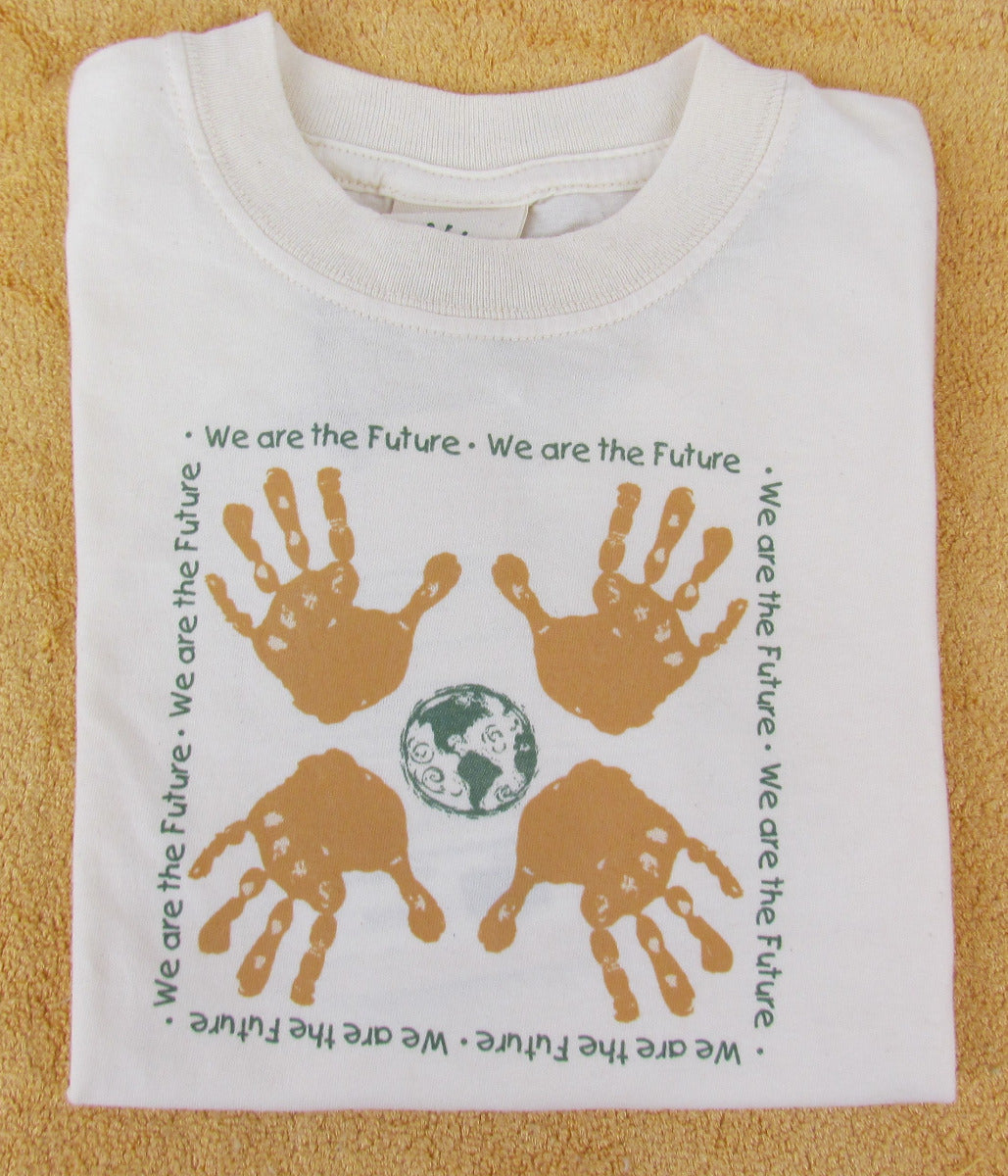 Earth Creations Youth, Short Sleeve 100% Undyed Organic Cotton T-"We Are The Future"