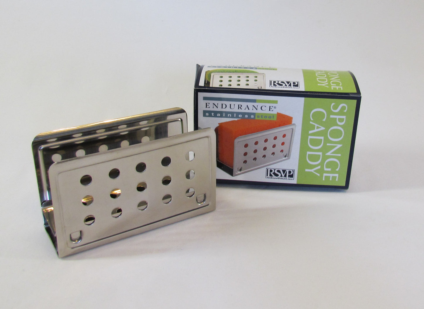 RSVP Stainless Steel Sponge Caddy w/Draining Tray