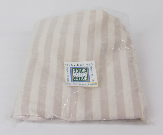Native Organic – Bassinet Sheet, Fitted, Natural/Natural Cafe Striped