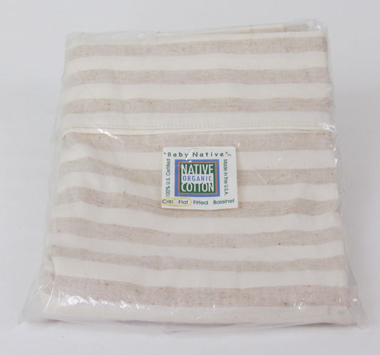 Native Organic – Crib Sheet, Flat, Natural/Natural Cafe Striped