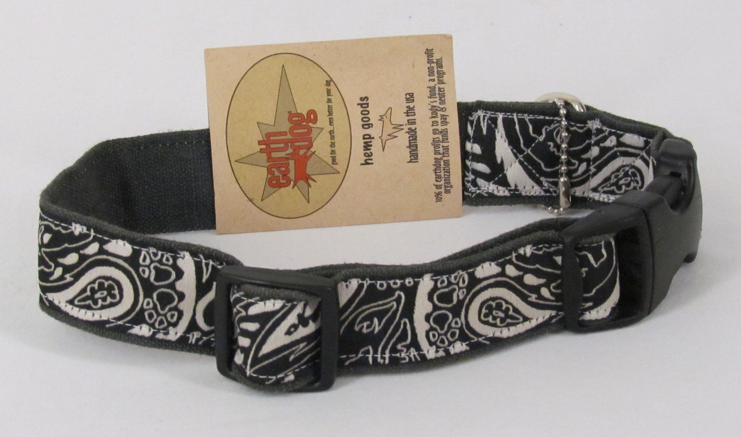 Earth dog Adjustable Hemp Pet Collar, Medium 14"-20"