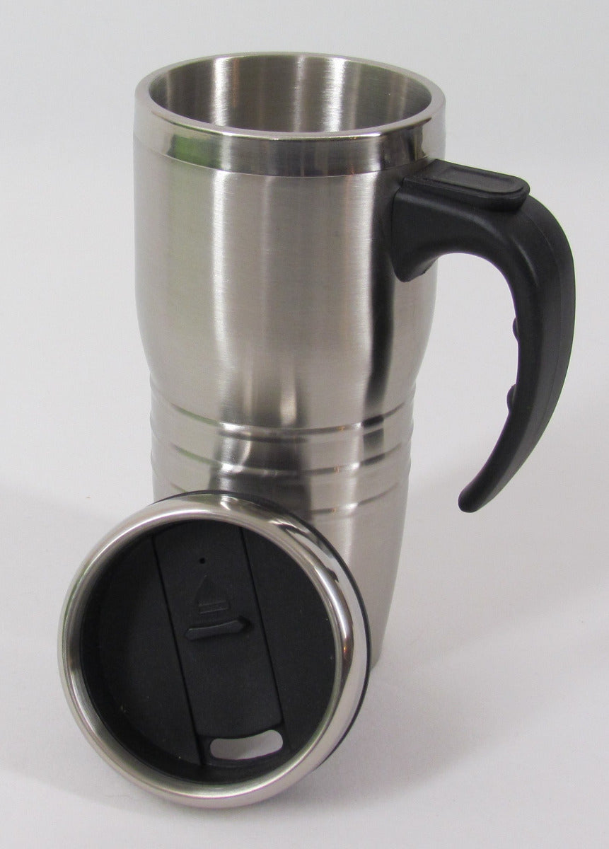 Tavel Mug, Stainless Steel, Double Walled w/Handle & Cap