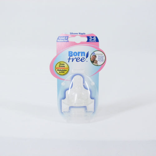 Born Free Silicone Nipple, 2-pack