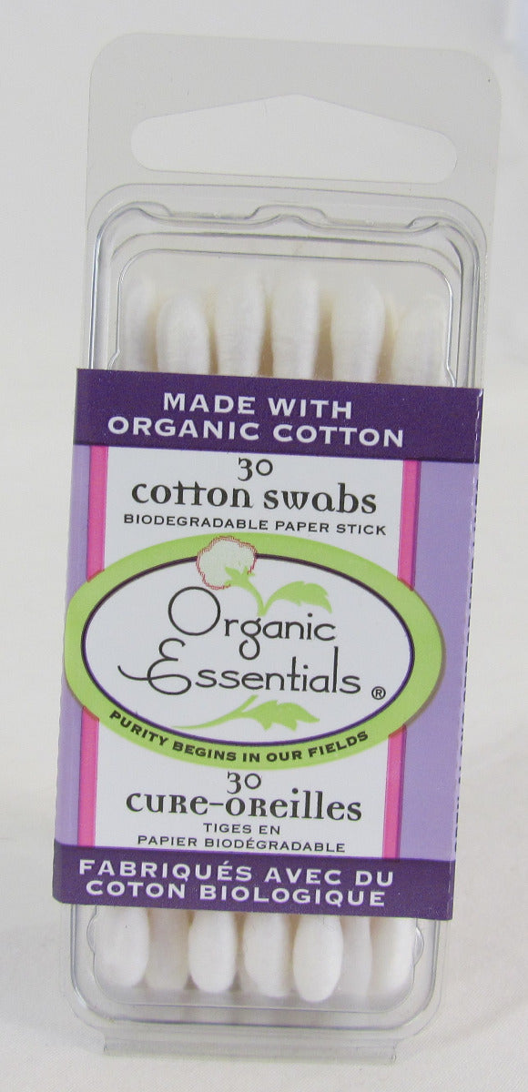 Organic Essentials Biodegradable Pure Cotton Swabs, 30 count Purse/Travel Pack