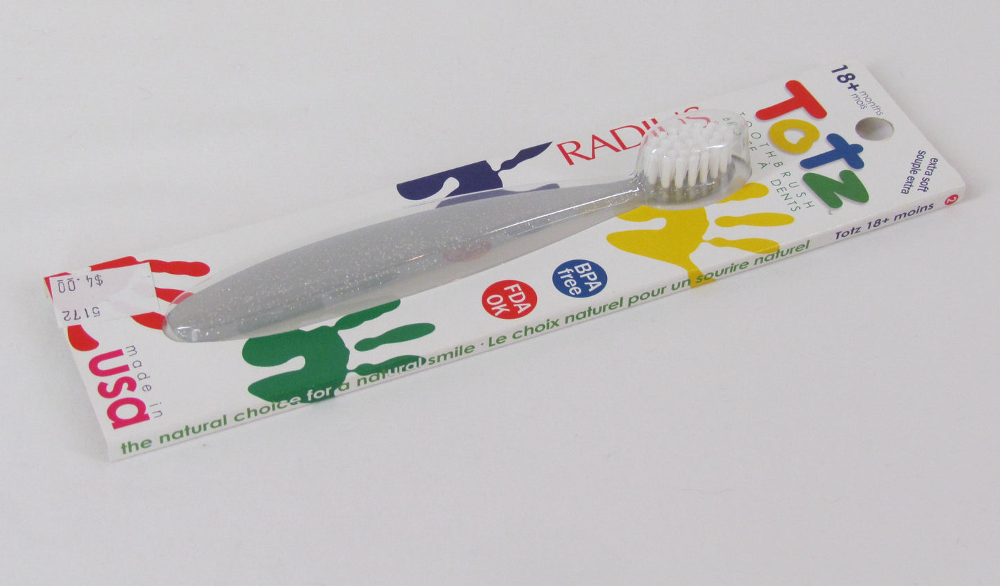 Radius Totz Toothbrush, Extra Soft, 18+ Months, White