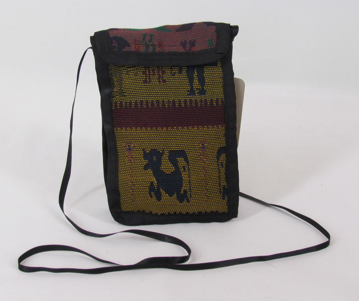 Small Purse-Hand Woven in Ecuador-Maroon, green, Gold