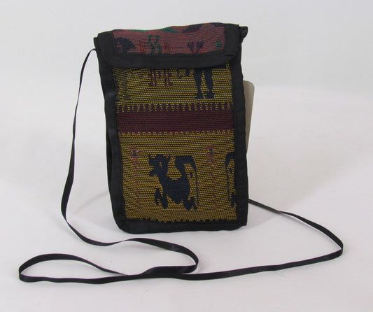 Small Purse-Hand Woven in Ecuador-Maroon, green, Gold