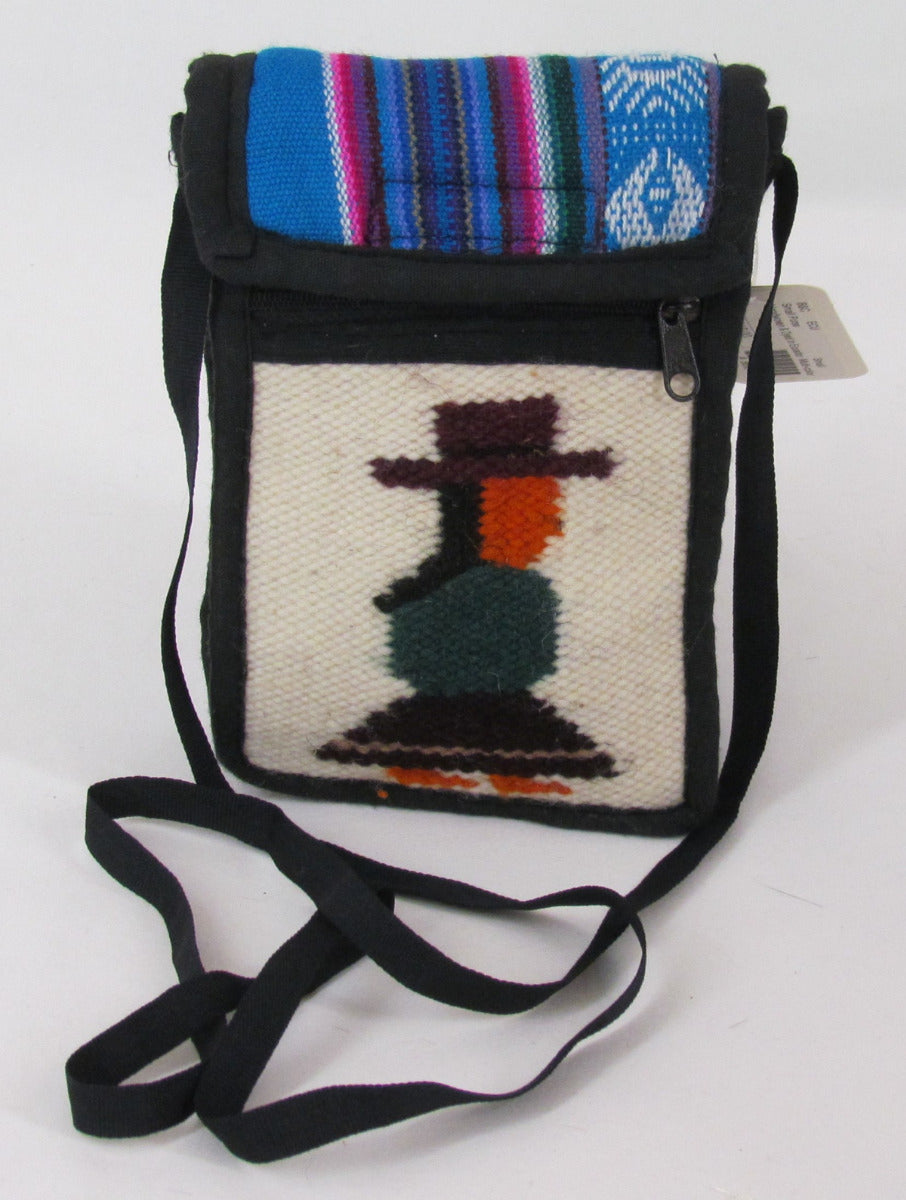 Small Purse-Ecuadorean front, Blue, Pink, White back w/belt loop