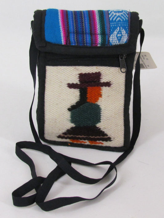 Small Purse-Ecuadorean front, Blue, Pink, White back w/belt loop