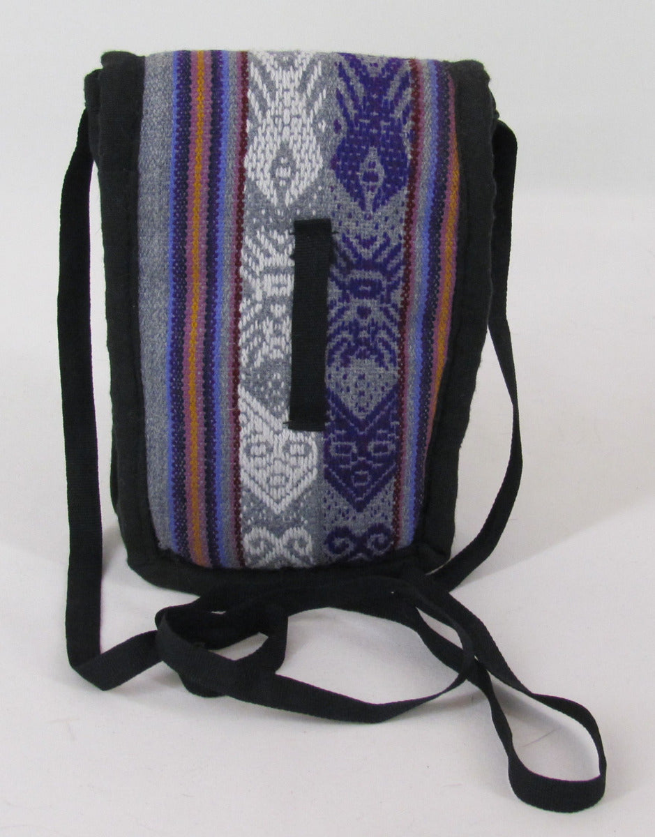 Small Purse-Ecuadorean front, Violet, Grey, White back w/belt loop