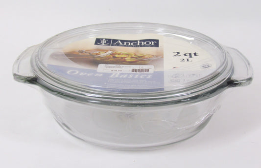 Anchor Hocking Round Casserole Dish w/cover, 2 qt