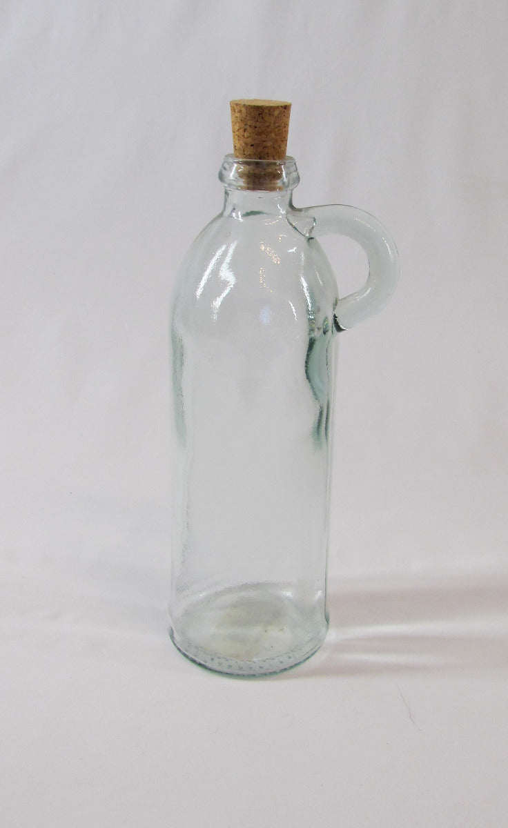 Peasant Bottle, 100% Recycled Glass, Clear (green tint), Cork Stopper
