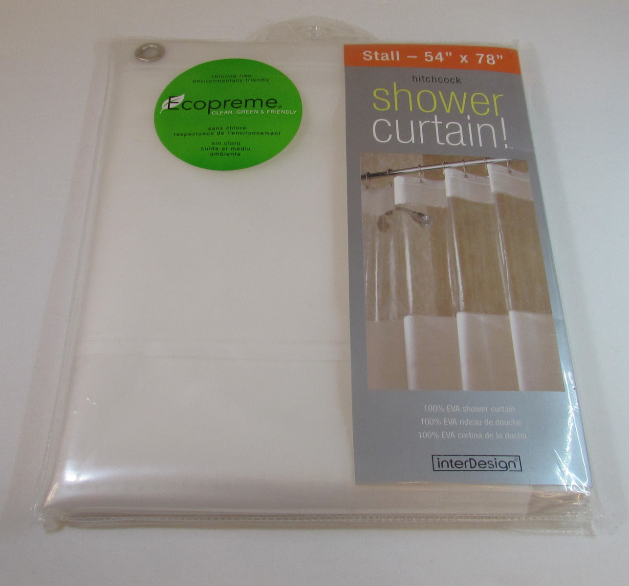 InterDesign - Hitchcock Ecopreme Shower Stall Curtain - White/Clear