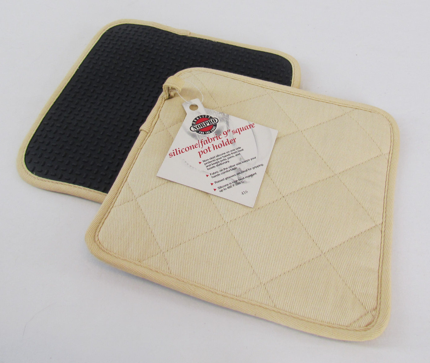Norpro Potholder Grooved Silicone w/ Quilted Cotton Fabric Backing