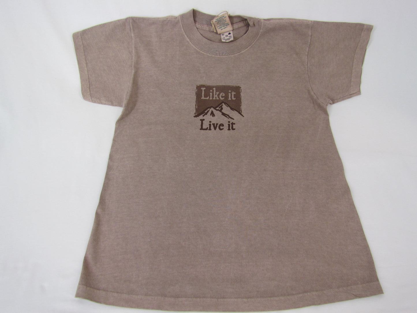 Earth Creations T-Shirt “Mountain (Like it, Live it)”, Sandstone