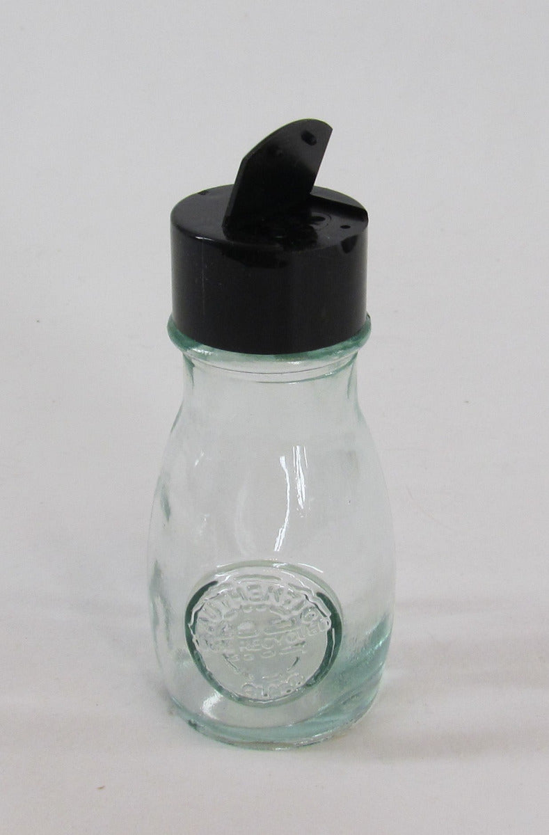 “Authentic” Salt/Pepper/Spice Shaker - 4 oz – Clear glass, black top