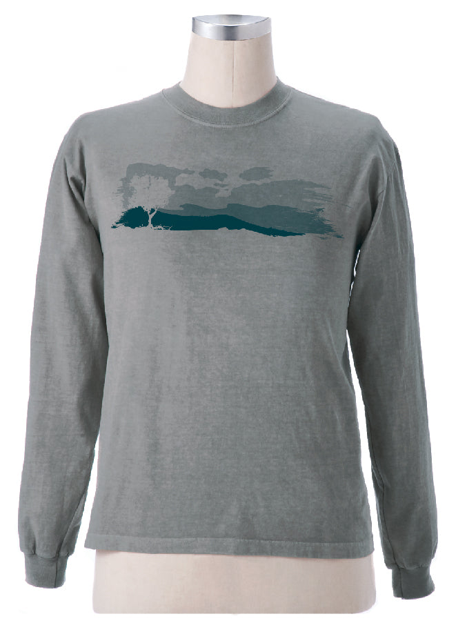 Earth Creations Long Sleeve T-Shirt "Landscape", Slate, Medium