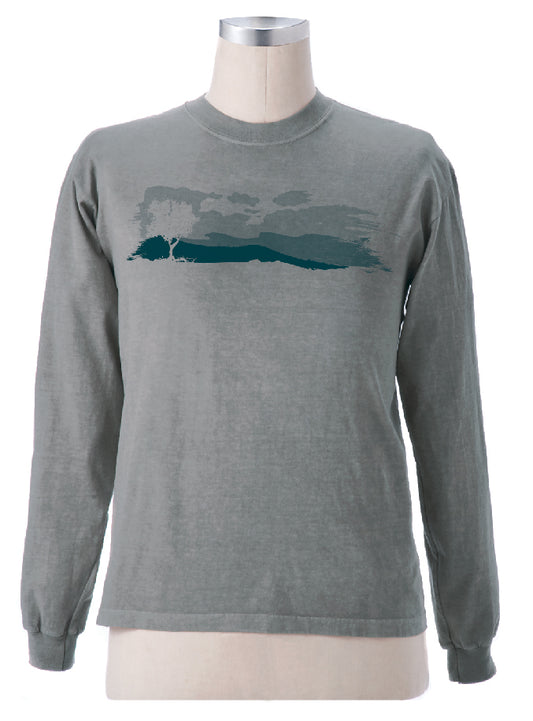 Earth Creations Long Sleeve T-Shirt "Landscape", Slate, Medium