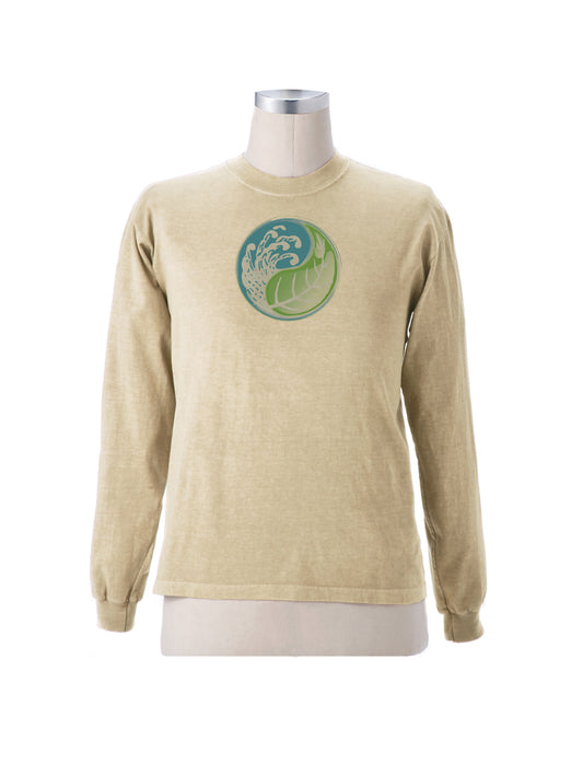 Earth Creations Long Sleeve T “Ying Yang Leaf”, Natural, Small