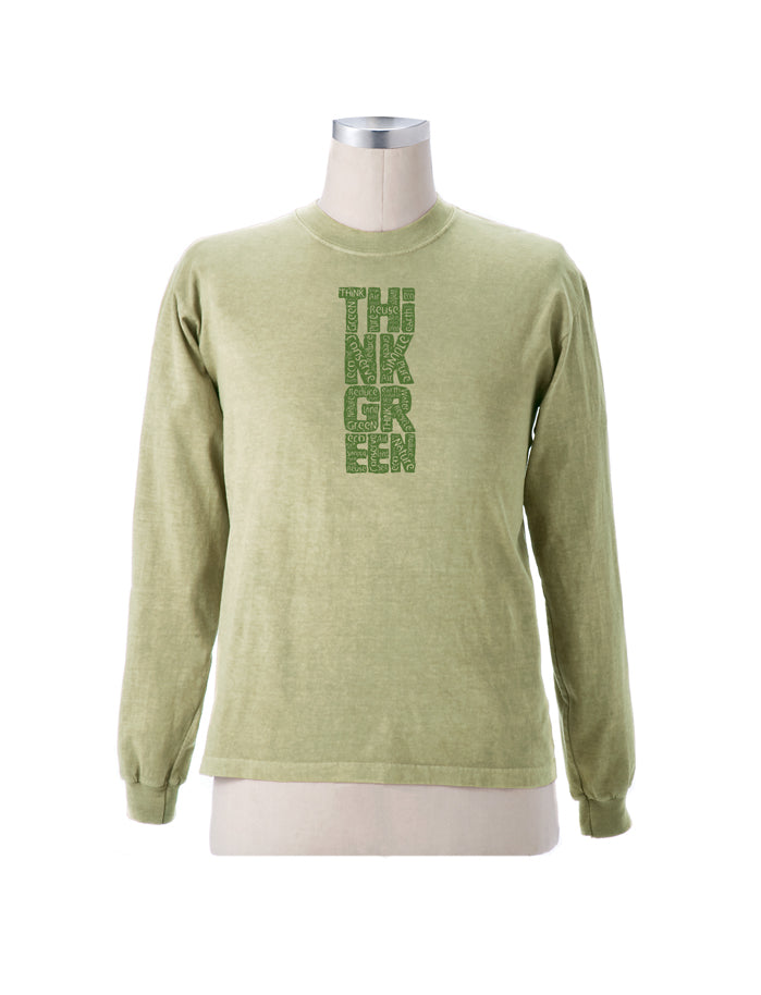 Earth Creations Long Sleeve T “Think Green”, Jade, Small