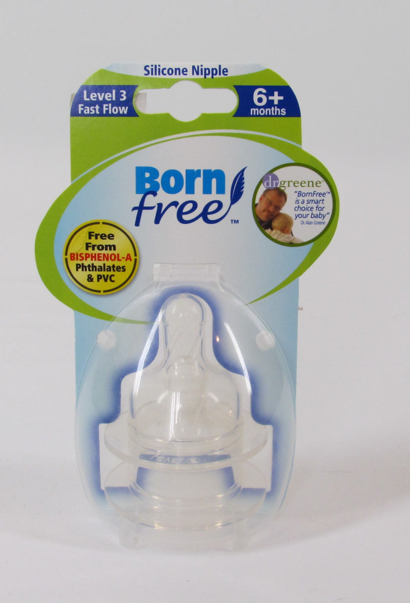 Born free Silicone Nipple, Level 3, 6+ Month, 2-Pack
