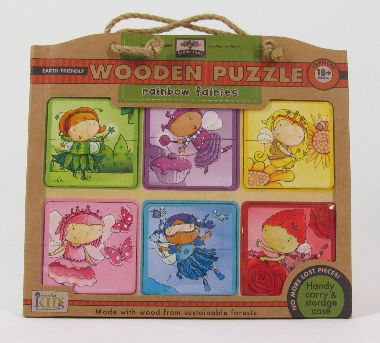 Green Start Wooden Puzzle - Rainbow Fairies