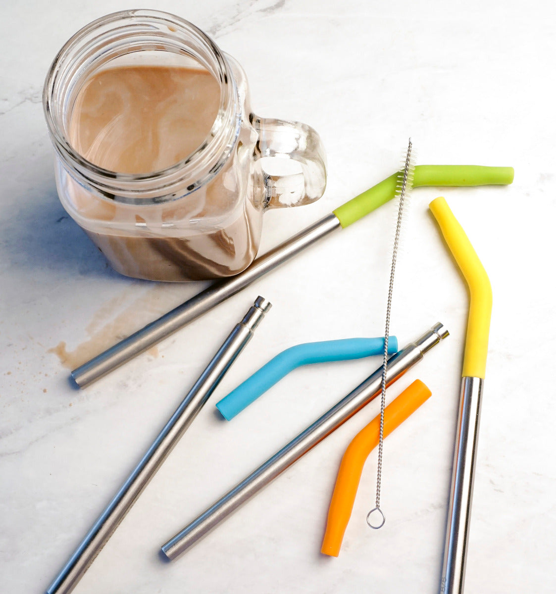 RSVP Endurance SS Straws Silicone Tip Set of 4