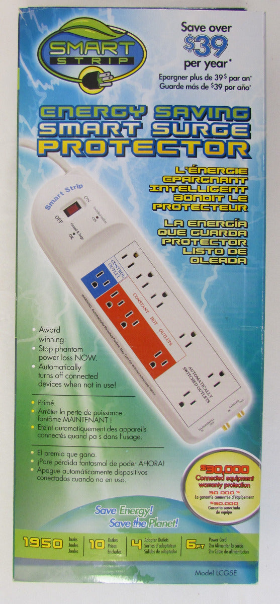 BITS Smart Strip w/Coax Connection, Energy Saving & Smart Surge Protector, 10 outlet