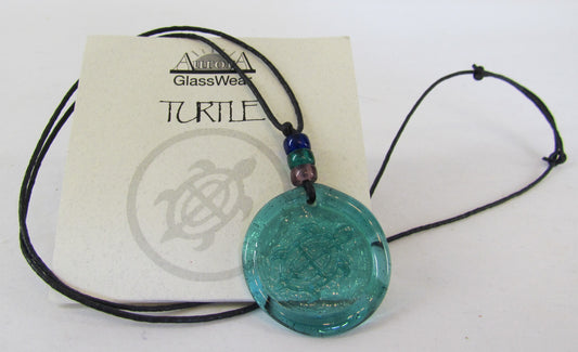 Aurora GlassWear Pendant Necklace-Turtle-Teal