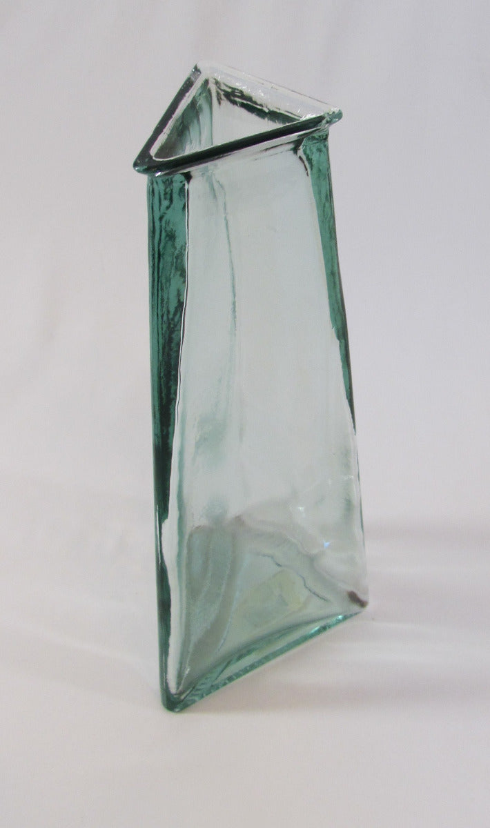 13” 100% Recycle Glass Tall Vase-Pisa Triangle - Clear