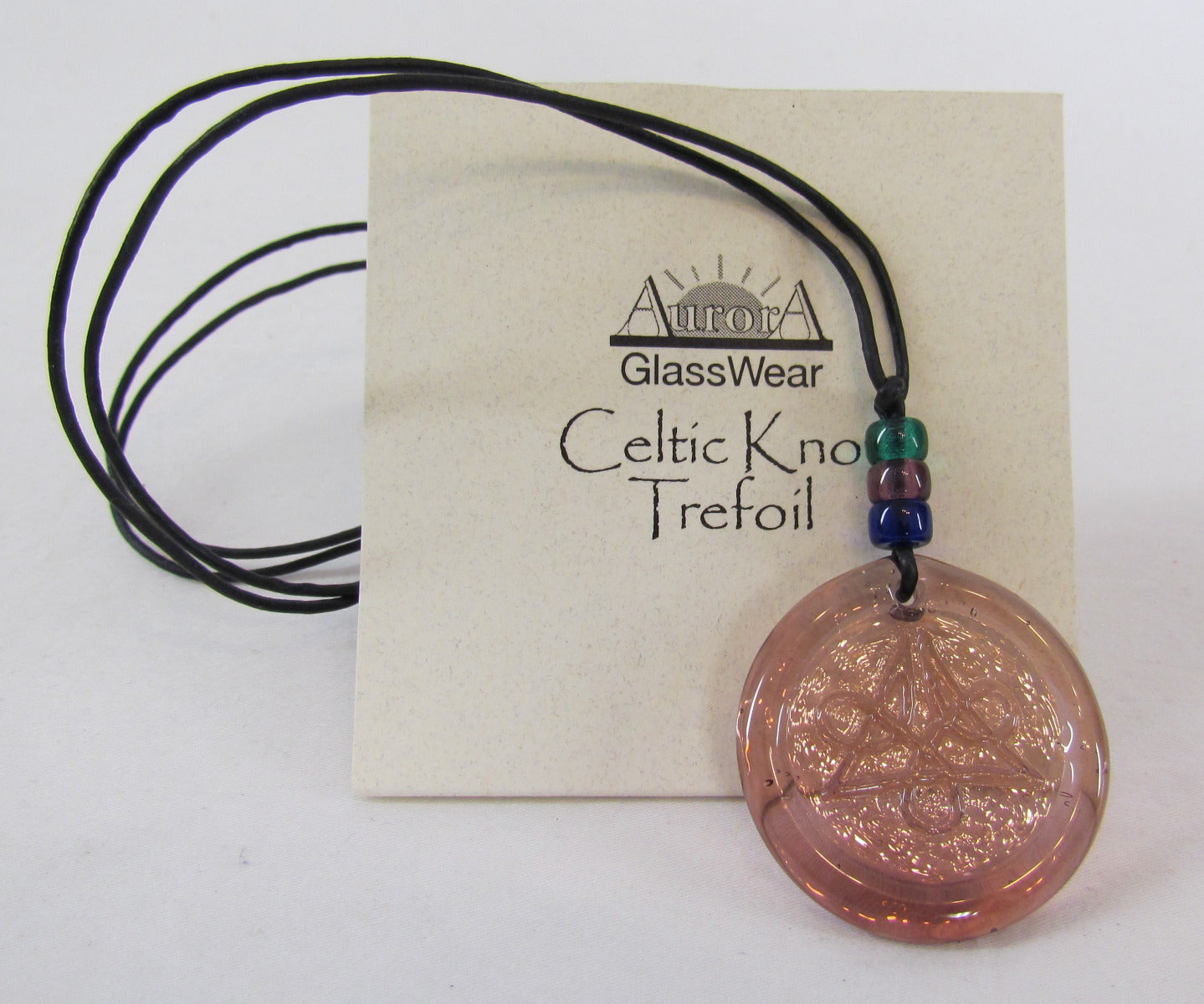 Aurora GlassWear Pendant Necklace-Celtic Knot Trefoil-Amethyst