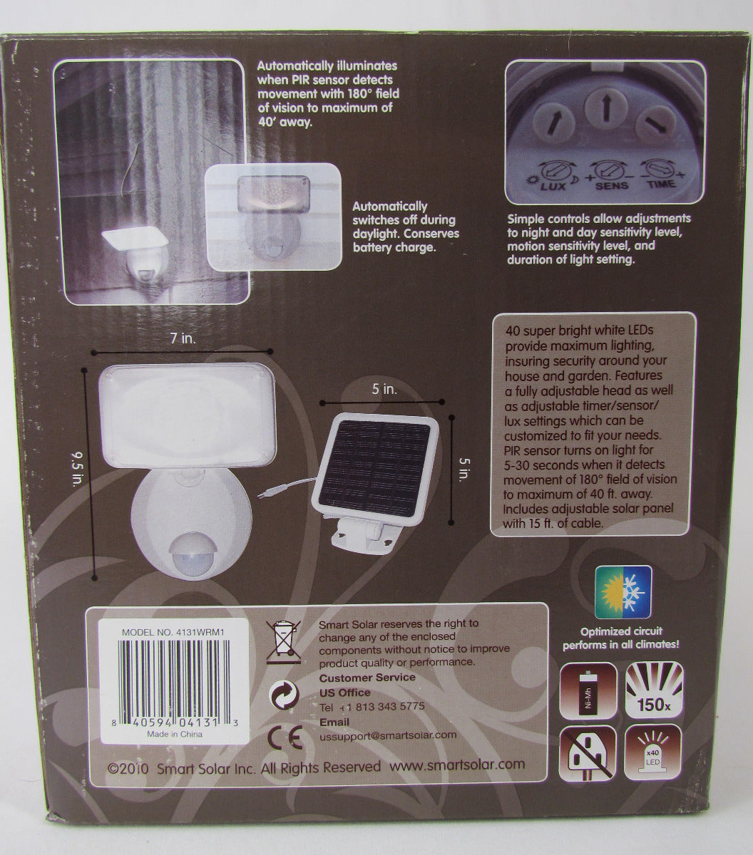 Smart Solar Pro Design Security Light with PIR Motion Sensor