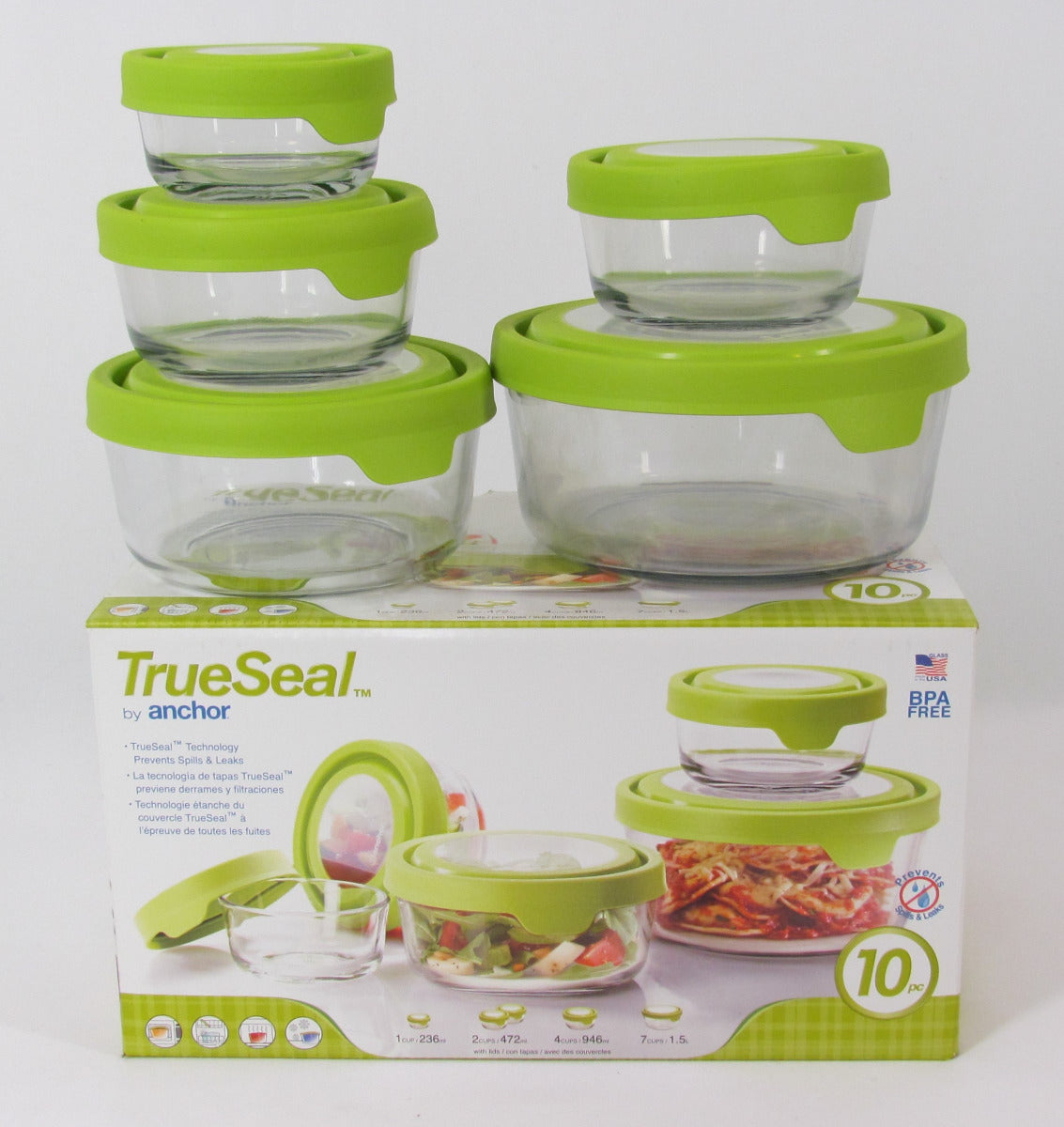Anchor Hocking Storage Bowl Set w/TrueSeal lids, 10 pc