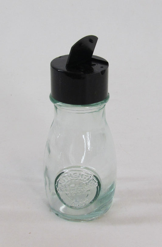 “Authentic” Salt/Pepper/Spice Shaker - 4 oz – Clear glass, black top
