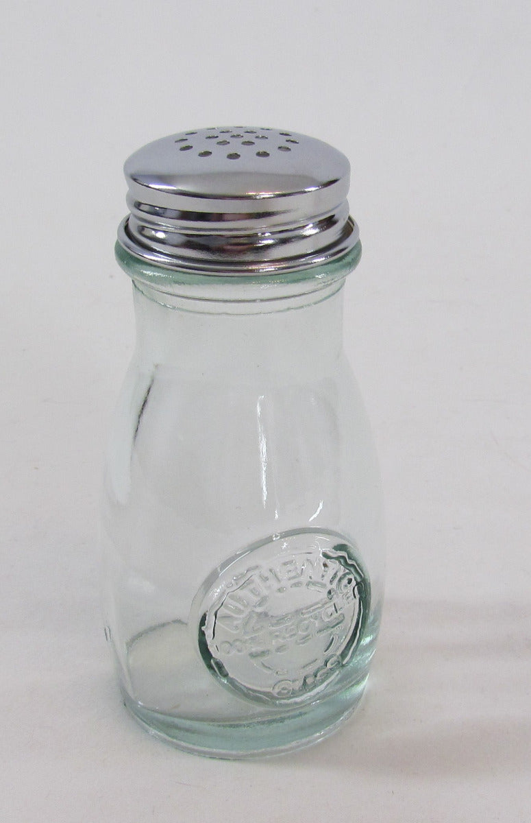 “Authentic” Salt/Pepper/Spice Shaker - 4 oz – Clear glass, SS top