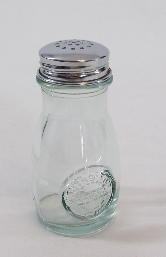 “Authentic” Salt/Pepper/Spice Shaker - 4 oz – Clear glass, SS top