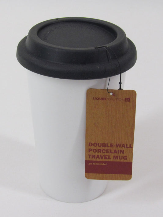Porcelain, Double-walled Travel Mug w/BPA free silicone lid