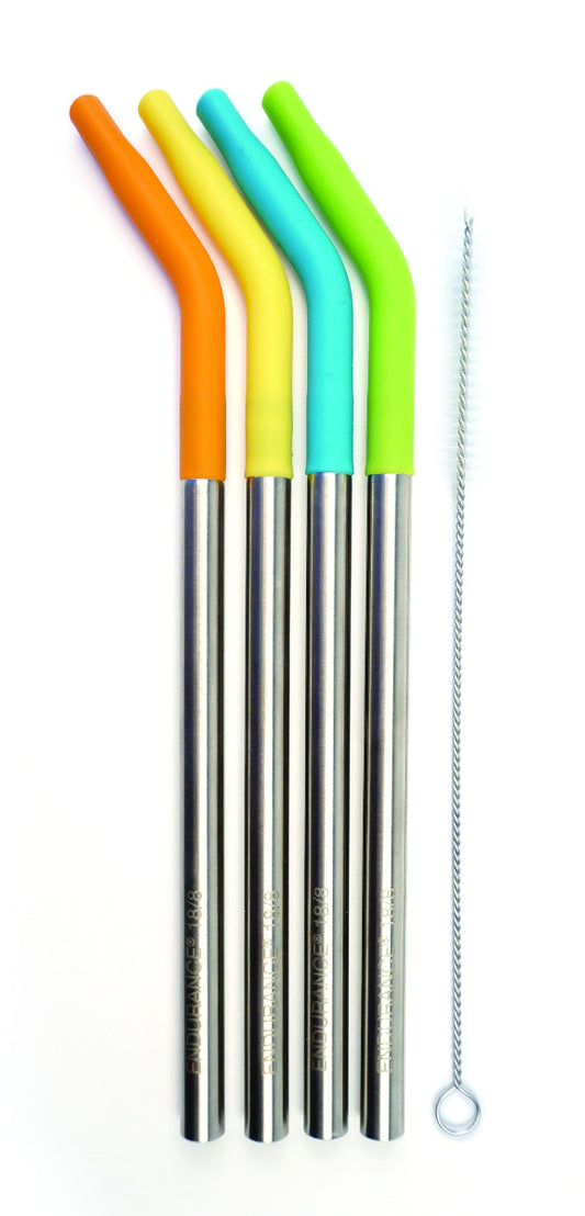 RSVP Endurance SS Straws Silicone Tip Set of 4